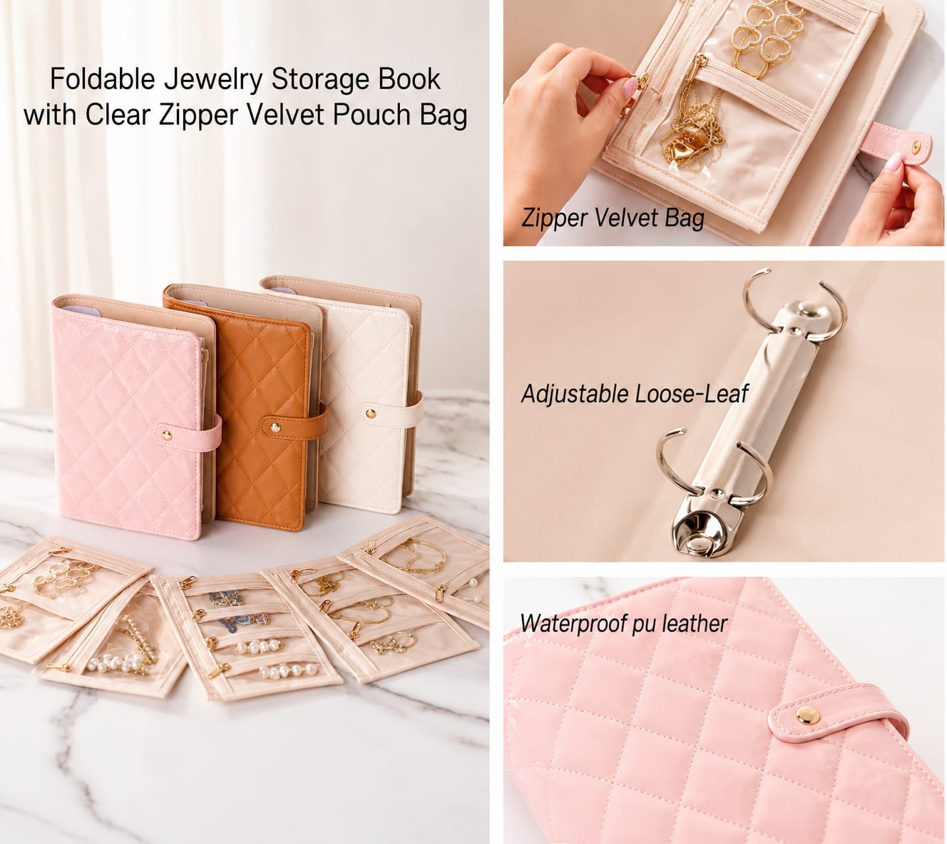 Luxury Portable Leather Jewelry  Book