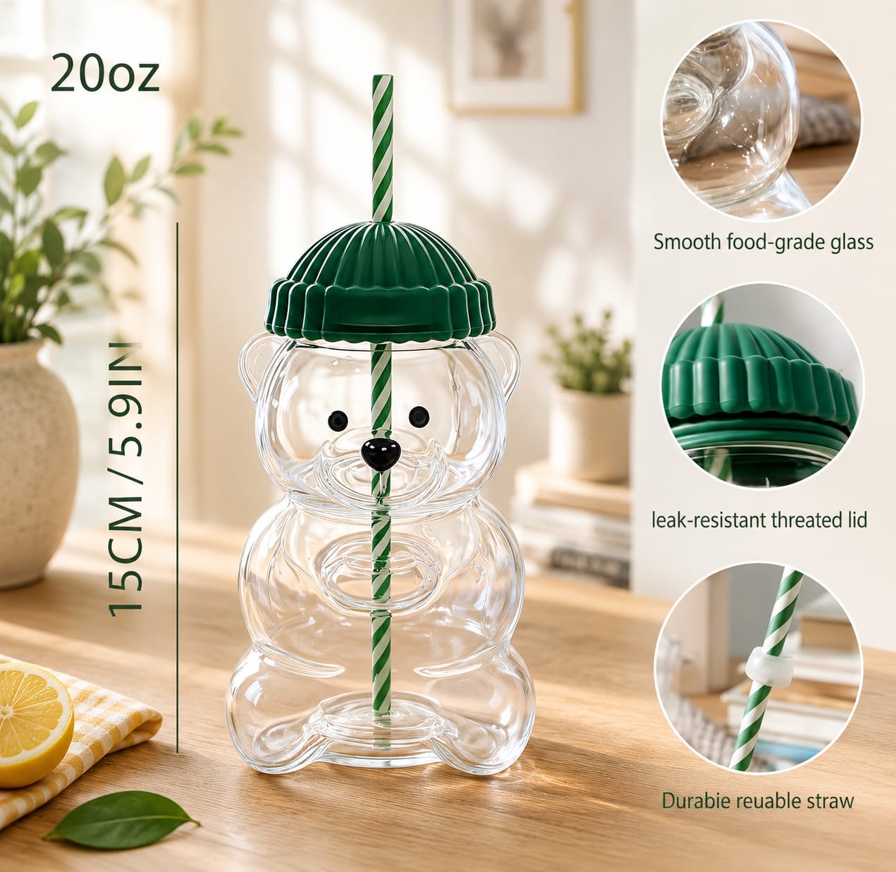 Cute Bear Glass Tumbler