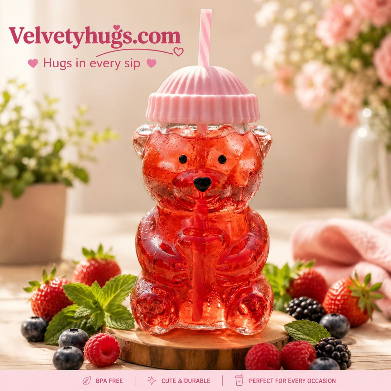 Cute Bear Glass Tumbler
