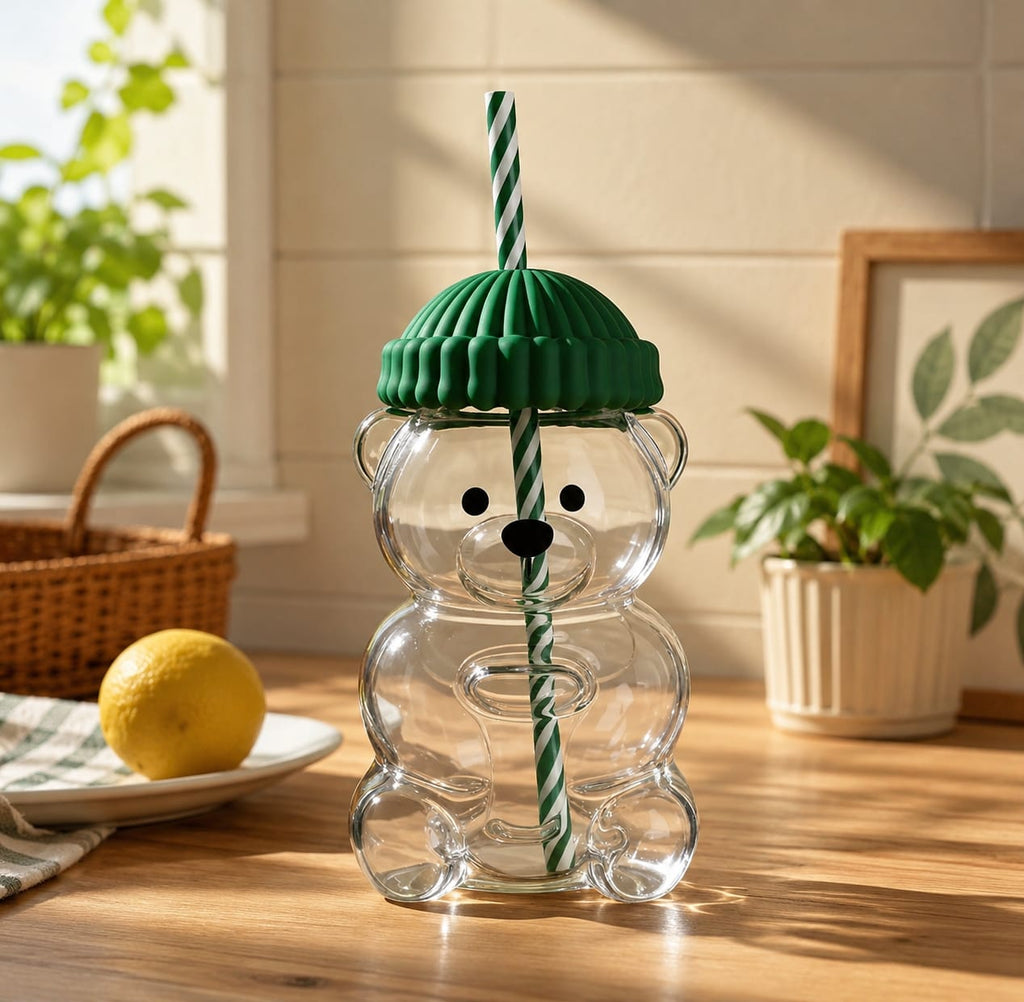 Cute Bear Glass Tumbler