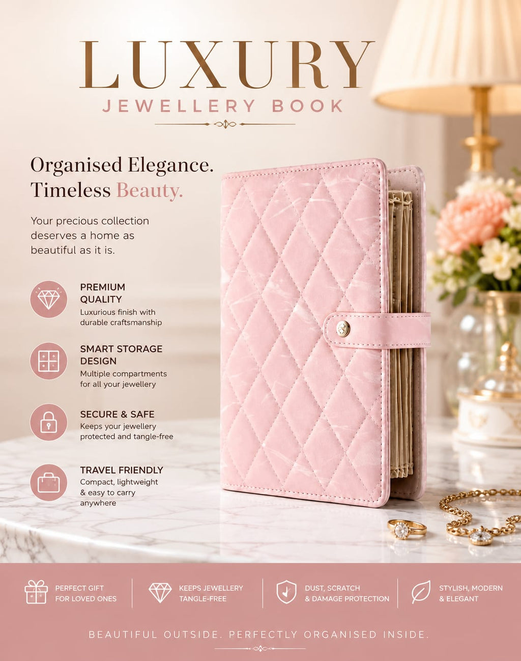 Luxury Portable Leather Jewelry  Book