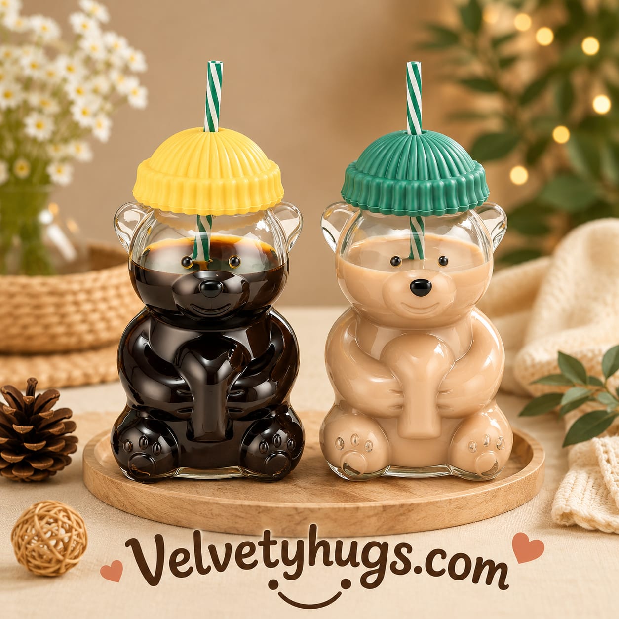 Cute Bear Glass Tumbler