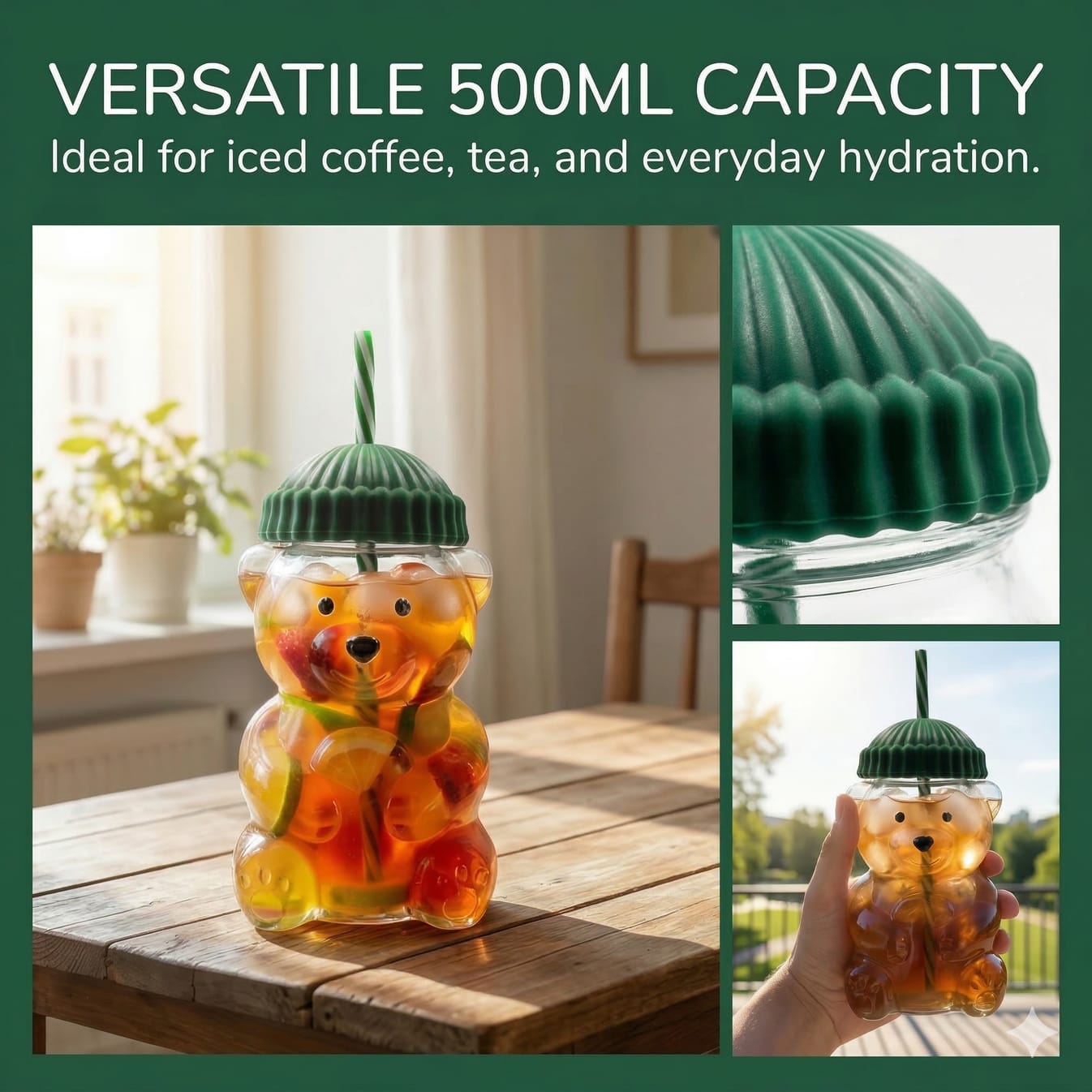 Cute Bear Glass Tumbler
