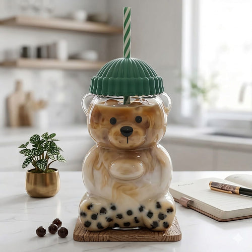 Cute Bear Glass Tumbler