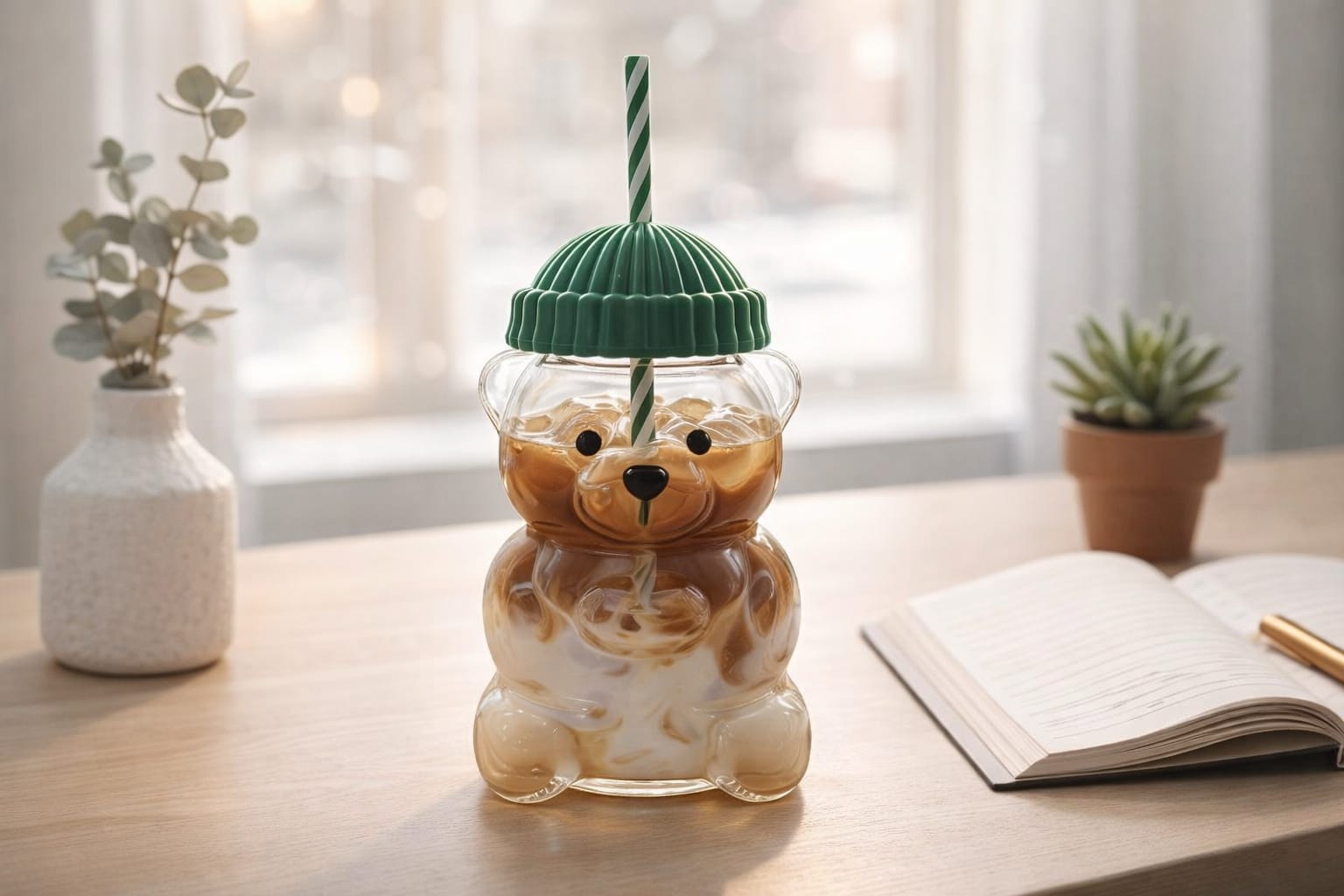 Cute Bear Glass Tumbler