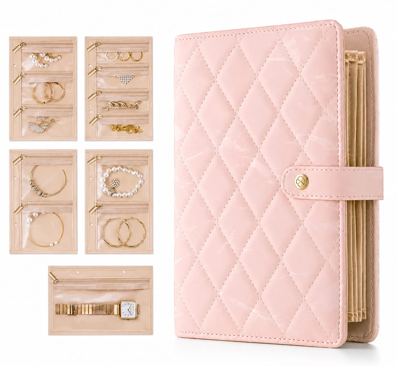 Luxury Portable Leather Jewelry Storage Book 