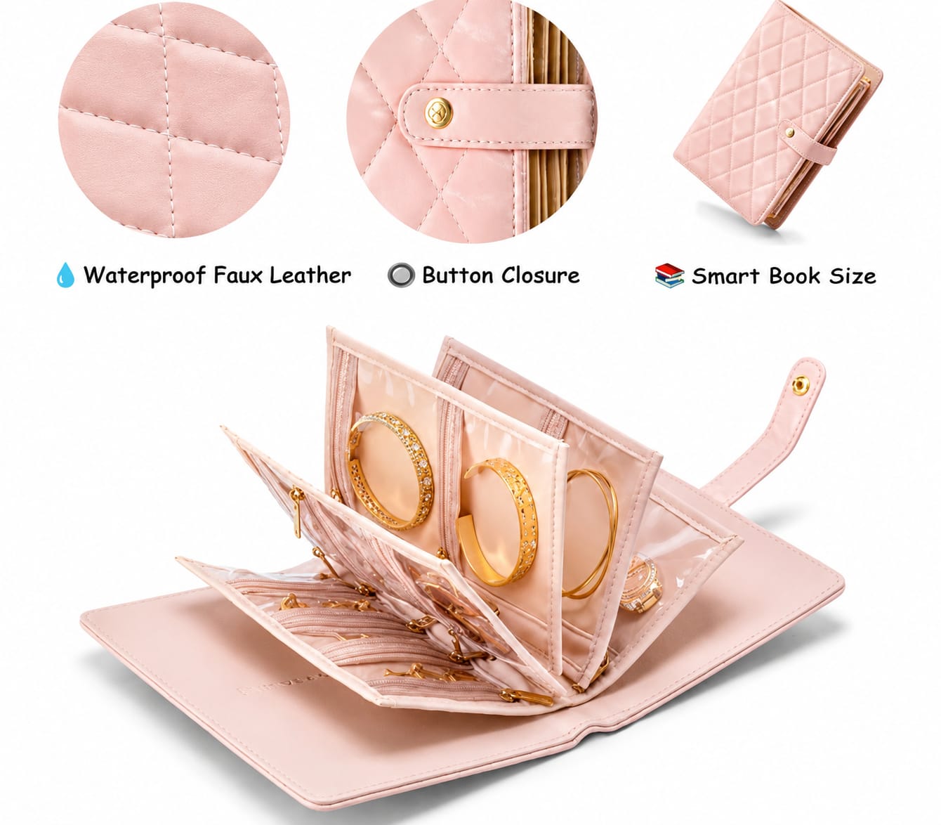 Luxury Portable Leather Jewelry  Book