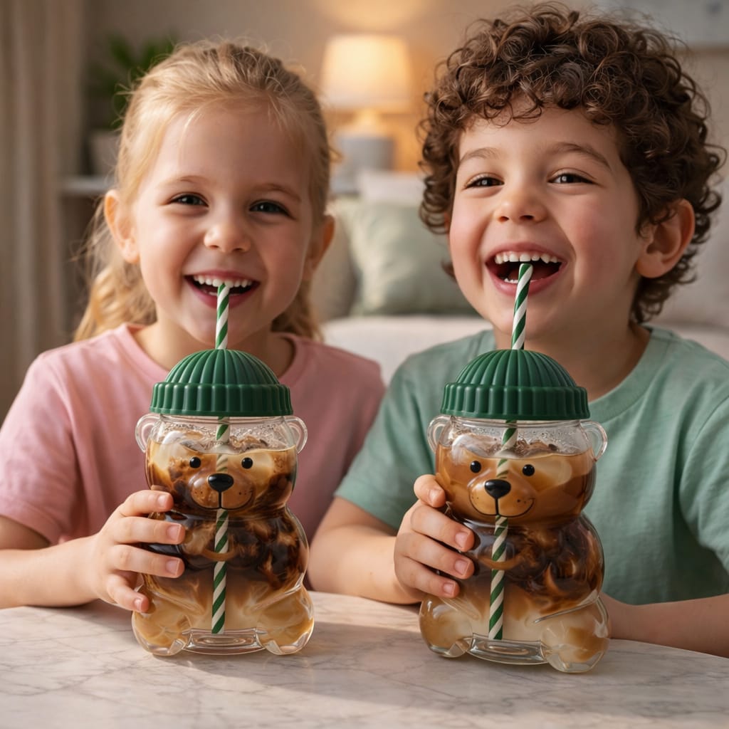 Cute Bear Glass Tumbler